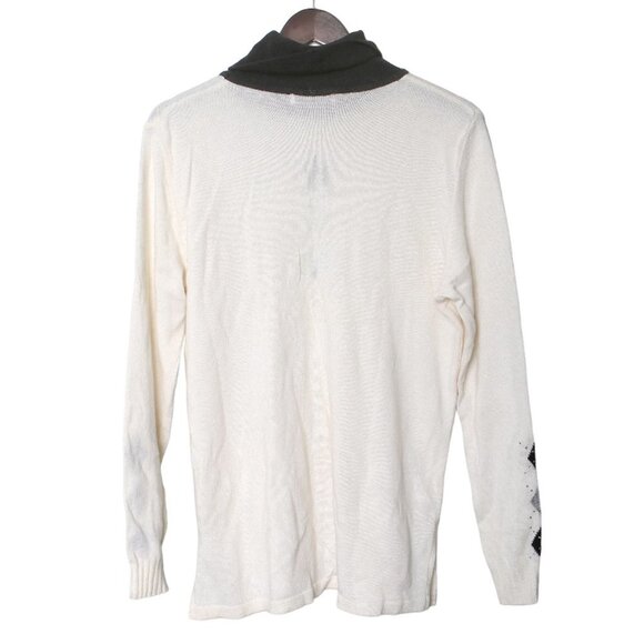Vintage Anna D. Cashmere Wool Sweater Argyle Turtleneck Pullover Diamond Cream - Picture 3 of 10